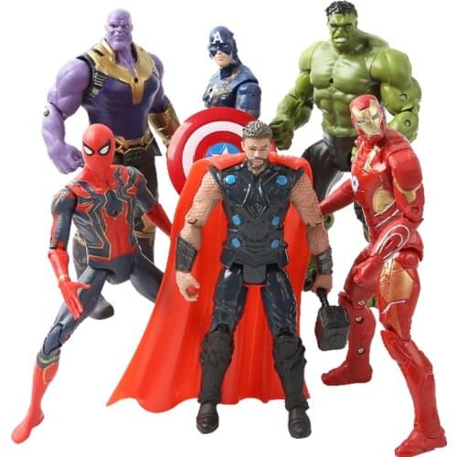 Marve Avengers 4 Action Toy Figure Super Hero Thor Spiderman Star-Lord Hulk Captain America Model Doll Toys Kid Gift 16cm/6.29