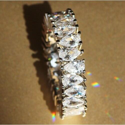 YaYI Fine Jewelry Fashion Princess Claw Set Cut White Cubic Zirconia Silver Color Engagement Wedding Party Lovers Gift Rings