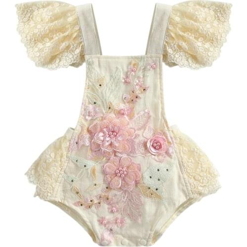 0-24M Summer Princess Toddler Newborn Infant Baby Girls Romper Lace Flower Jumpsuit Overalls Birthday Costumes