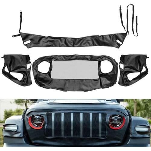Front End Grille Bra Cover Protector Kit for Jeep Wrangler JL & Gladiator JT Vinyl 4-pc Set