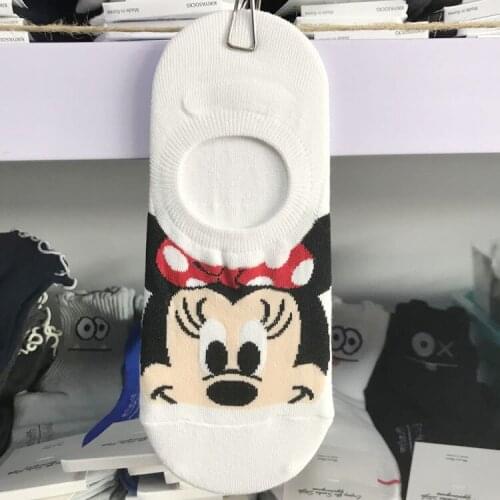 Disney Hot Sale Womens Korean Style Cartoon Pattern Cute Girls Boat Cotton Socks Fashion Funny Happy Novelty Ladies Short Socks