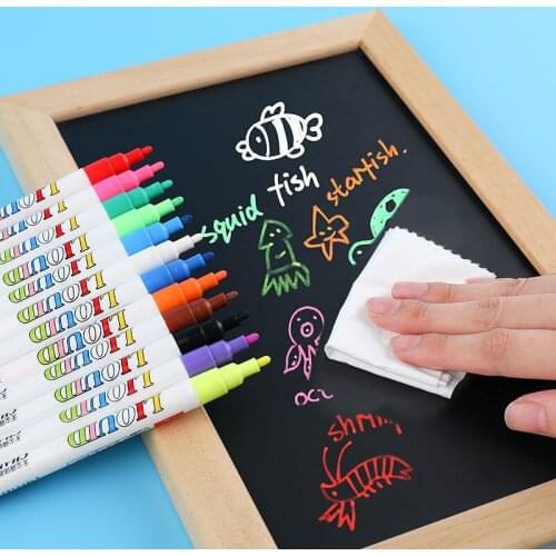 12pcs/set 3mm Liquid Chalk Pen Marker Glass Windows Blackboard Stickers Liquid Ink Pen Used on Chalkboard Window White Pen