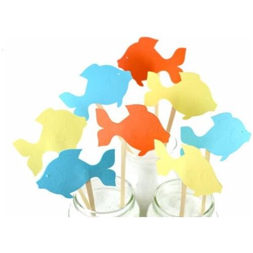 Cute Tropical Fish cupcake toppers under the sea wedding cocktail Party Food Picks birthday toothpicks bridal showers decor