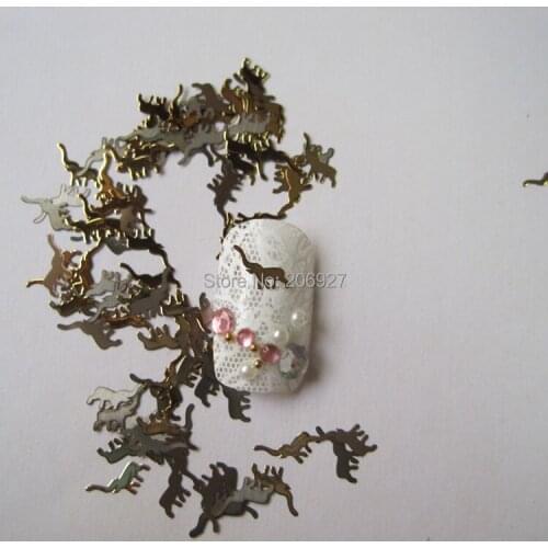 MS4-2 100pcs Gold Cute Elephant Nail Art Metal Sticker Nail Art Decoration Non-adhesive Sticker