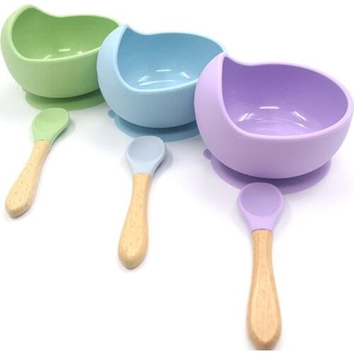 Baby Silicone Tableware Strong Sucker Waterproog Bowl Spoon Set Children Suction Bowl Baby Food Bowl Baby Feeding Tableware