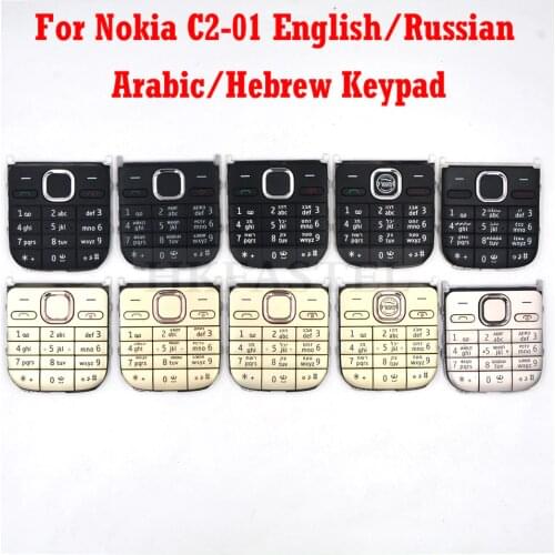 For Nokia c2-01 New original Mobile Phone English Russian Arabic Hebrew Keypad For C2 C2-01 Replacement housing cover Keyboard