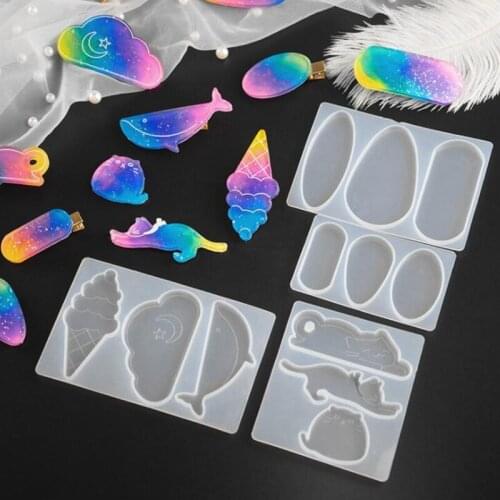New transparent silicone mold resin Geometry one word clip hairpin mold epoxy resin mold for jewelry