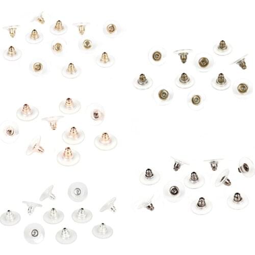 New Arrival Size 6x11mm 50pcs/bag Jewelry Accessories Rubber Back Silicone Round Earring Blocked Plastic Earring For DIY