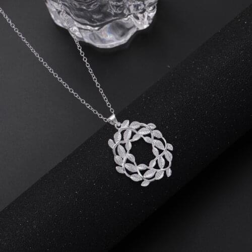New 925 Sterling Silver fine Flowers leaves Pendant Necklace for Women Fashion popular Party Wedding Jewelry Christmas Gifts
