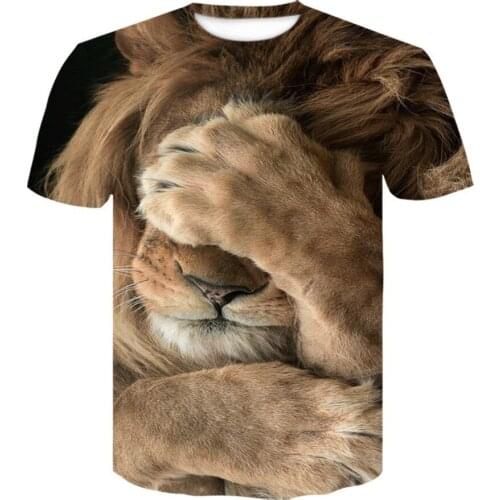Covered Face Lion 3D Printed Mens Pullover Short-sleeved Funny T-Shirt