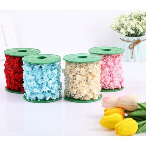 Plastic Rose Flower Connection Beads Lace Ribbon DIY Hat Headdress Making Christmas Tree Photo Album Curtain Hanging Ornaments