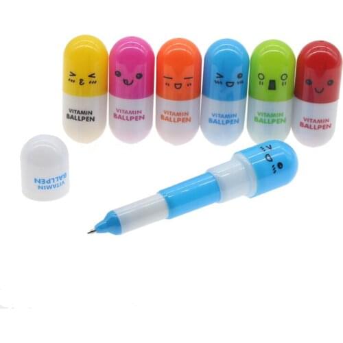 Cute Kawaii Capsule Creative Pills Ball Ballpoint Pens for School Writing Office Supplies Stationery