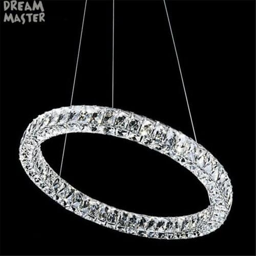 Modern hanging pendnat lights Diamond Ring Led K9 Crystal Lustre LED Light Pendant Lamp Circles FOR Dining room or living room