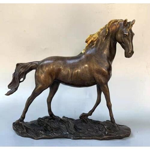 Ming Dynasty GILT copper horse statue, a vigorous steed