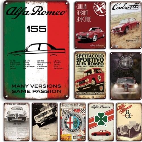 Vintage Parking Only Metal Tin Sign Rusty Alfa Romeo Car Poster Metal Signs Retro Garage Man Cave Home Decor Wall Stickers