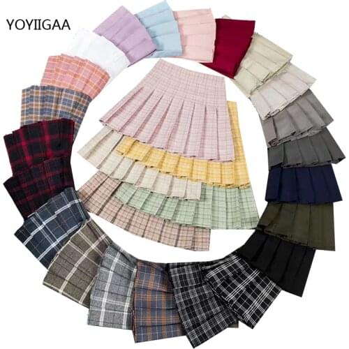 Fashion Women Pleated Skirt Summer High Waist Ladies Plaid Skirts Preppy Style Female Mini Skirts Slim Sweet Girls Short Skirt