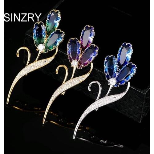 SINZRY elegant gradient synthetic crystal shinning flower brooches pin elegant lady scarf buckle