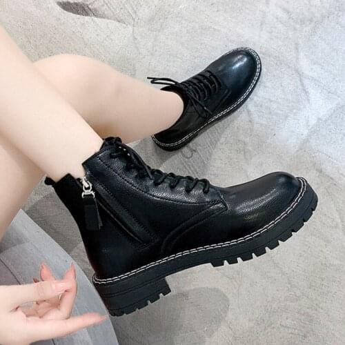 2020 Women Autumn Winter Boots Fashion Side Zipper buckle Thick High Heels Ankle Boots Casual Plaid Pointed Toe Botas Mujer