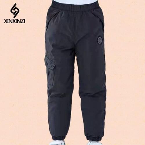 Winter Boys Girls Long Pants 2021 New Overalls Casual Windproof Snow Kids Thicken warm Trousers for children Down Pants 2-8Y