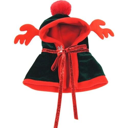 Christmas Pet Clothes Cloaks Dogs Cat Antlers Hats New Year Christmas Clothing Pet Cat Cape Hooded Warm Holiday Dog Costume