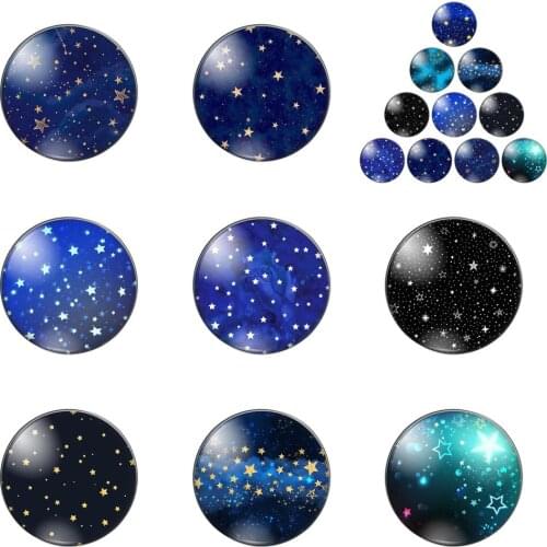 Stars Twinkle Bling Painting Round Photo Glass Cabochon Demo Flat Back Making Findings Handmade DIY Accessories