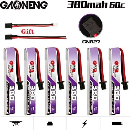 1-10PCS GAONENG GNB 1S 380mAh 3.8V 60C/120C HV Lipo Battery With GNB27 High Current Discharge Plug For FPV RC Tiny Whoop Drone