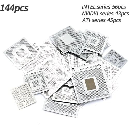 144pcs/lot BGA Direct Heat graphics card BGA Stencils INTEL/ NVIDIA/ ATI Video chips Bga Reballing Stencil Tample Kit