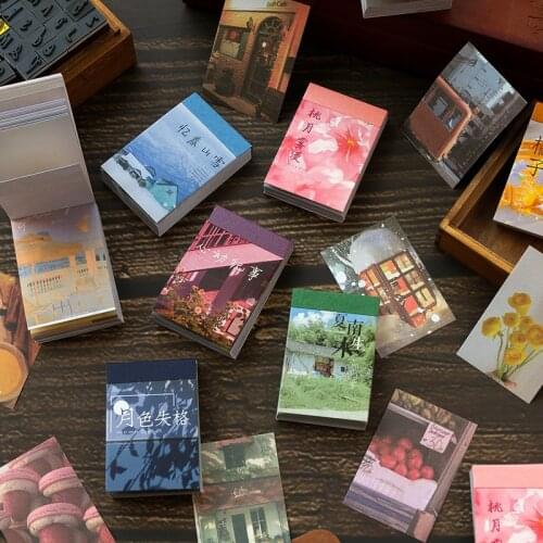 50 Pcs Retro Ins Scenery Decorative Washi Stickers Book Scrapbooking Diy Label Diary Stationery Album Journal Planner