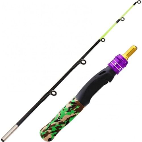 61cm Camouflage Straight Handle 2 Sections Telescopic Ice Fishing Rod Fish Pole