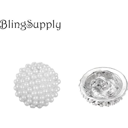 Free shipping 13mm round cluster pearl button with shank for hair accessory 50PCS/lot(BTN-5116)