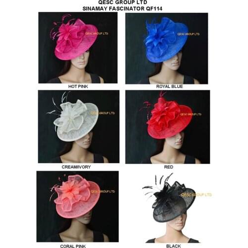 Big Sinamay fascinator womens hat hats for kentucky derby,melbourne cup,ascot races, wedding.royal,black,cream,hot pink,red