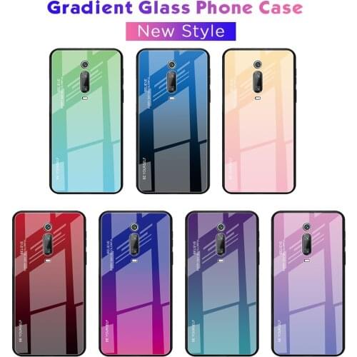 For Xiaomi Redmi K20 Pro Case Hard Tempered Glass Fashion Gradient Protect Back Cover case For xiaomi redmi k20 k20pro shell