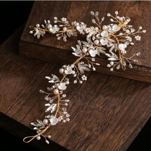 Long Rose Gold Prom Bride Bridesmaid Flower Hair Accessories Pearl Hair Clip Luxury Crystal Rhinestone Wedding Sticks For Women