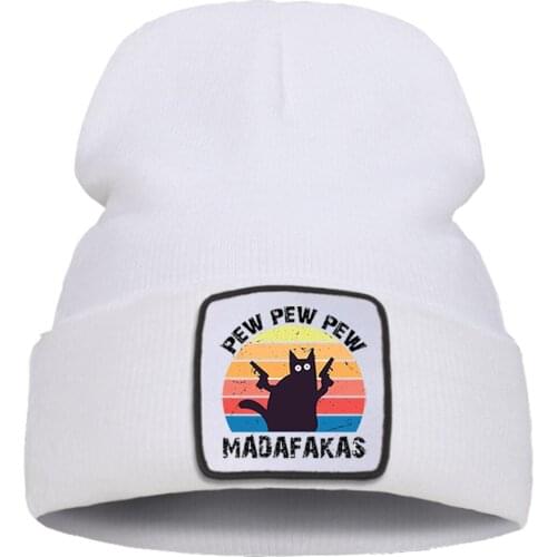Outdoor Hedging Cap Hot Sale Unisex Brimless Hat Creativity Sport Knitted Hats Pew Pew Madafakas Cartoon Beanie Caps Black Cat