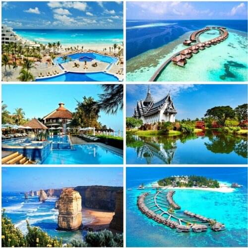 HUACAN 5D DIY Diamond Painting Sea Landscape Sea Home Decoration Embroidery Picture Handcraft Art Kits