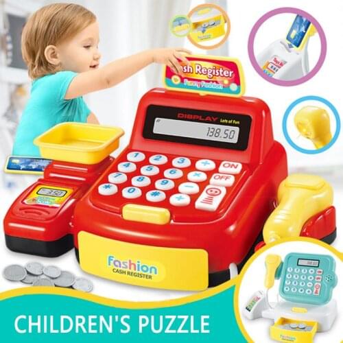 Childrens educational Pretend play house toy supermarket cash register electric luminous multifunctional girl parent-child toy