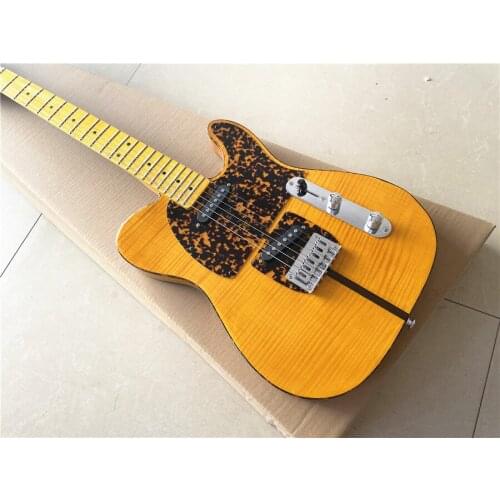 Classic light yellow tiger print cat head electric guitar maple xylophone neck free shipping