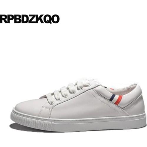 Ladies Beautiful Flats Shoes Breathable Round Toe Latest Lace Up Trainers Genuine Leather Sneakers White Leisure Casual Mesh