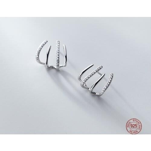 LKO Luxury Creative Crystal Zircon Claw Shape Stud Earrings for Women 925 Sterling Silver Fashion Korean Party Jewelry Gift