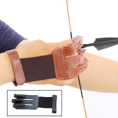 Bow Archery Shooting Gear Cowhide Three-Finger Guard Glove New Design Traditional Recurve Takedown