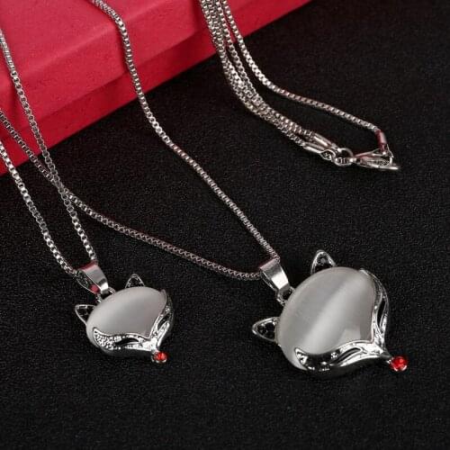 Fashion Elegant Sweater Chain long Cats Eye Fox pendant water drop accessories long decoration necklace jewelry
