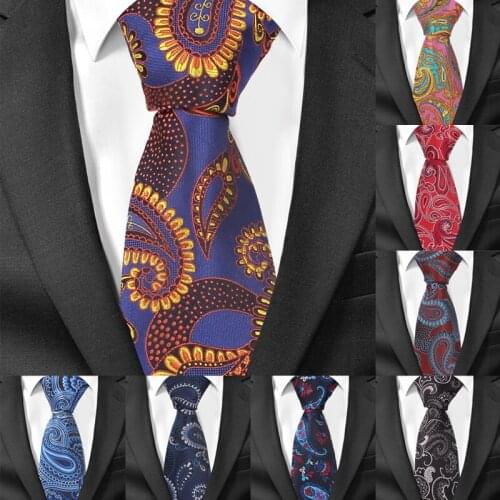 Fashion 8 cm Width Men Ties Business Paisley Necktie Gravatas Wedding Groom Neck Tie Cravat Polyester Jacquard Necktie For Gifts