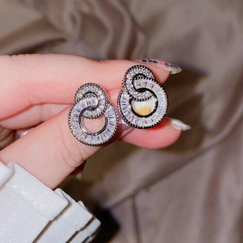 Fashion Simple Geometry Earrings 2021 Trend S925 Sterling Silver Earrings for Woman Zircon Round Temperament Ear Accessories