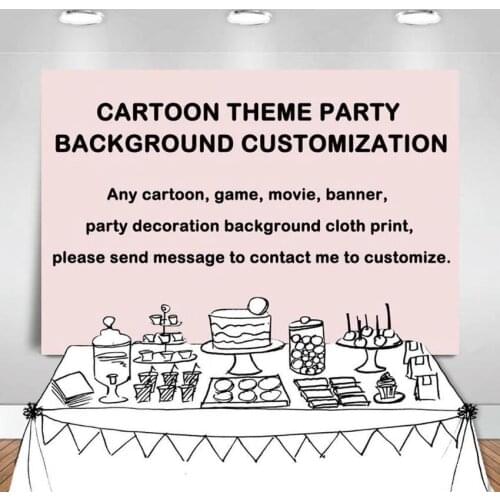 Cartoon Theme Party Customize Photography Backdrop Any Movie Game Your Own Photo Kids Birthday Table Decor Background