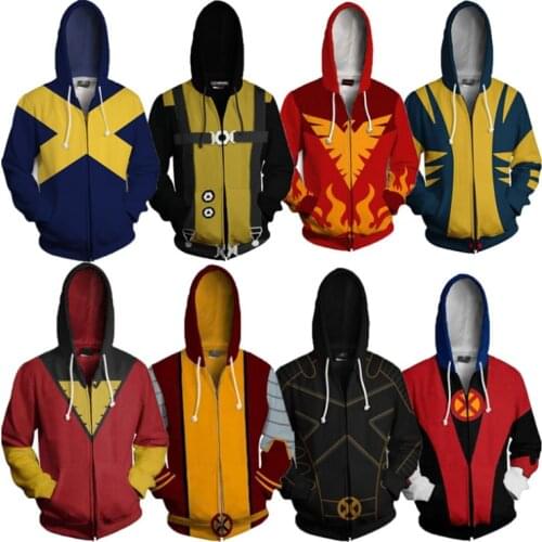 X Men Wolverine Cosplay Costume 3D Hoodie Sweatshirt X-Men Jacket Streetwear Zipper Long Sleeve Clothes Logan Howlett