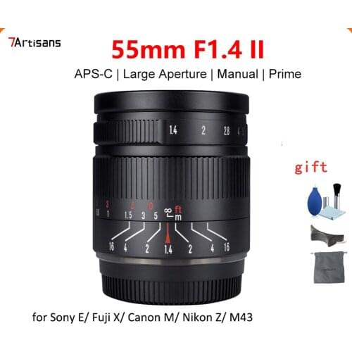 7artisans 55mm F1.4 II APS-C Large Aperture Fixed Focus Manual Focus Portrait Lens for Sony E Nikon Z Canon EOS M Fuji X M4/3