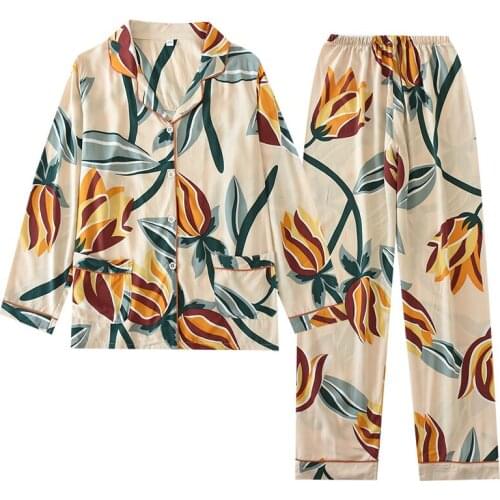 100% Cotton Gauze Printing Women Pajamas Set Loose Home Clothing Spring Summer Sleepwear Autumn Plus Size Pajamas