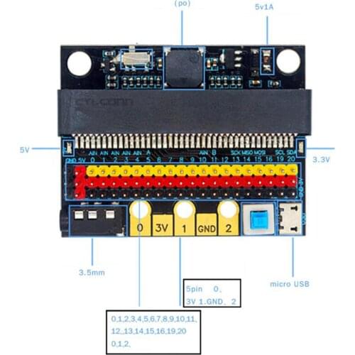 1pc Micro Bit V2 Expansion Board Educational Shield for Elementary and Secondary Schools 3.5mm Audio Interface
