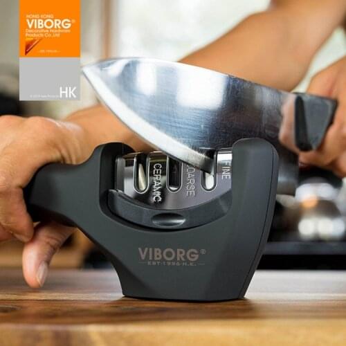 VIBORG Easy 3-Stage Professional Chefs Kitchen Knife Sharpener Diamond Hone Manual Sharpening System For All Sizes