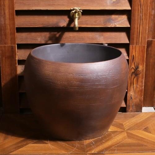 Retro Wash Mop Pool Balcony Bathroom Mop Pool Floor-Standing Household Automatic Drainer Mop Basin